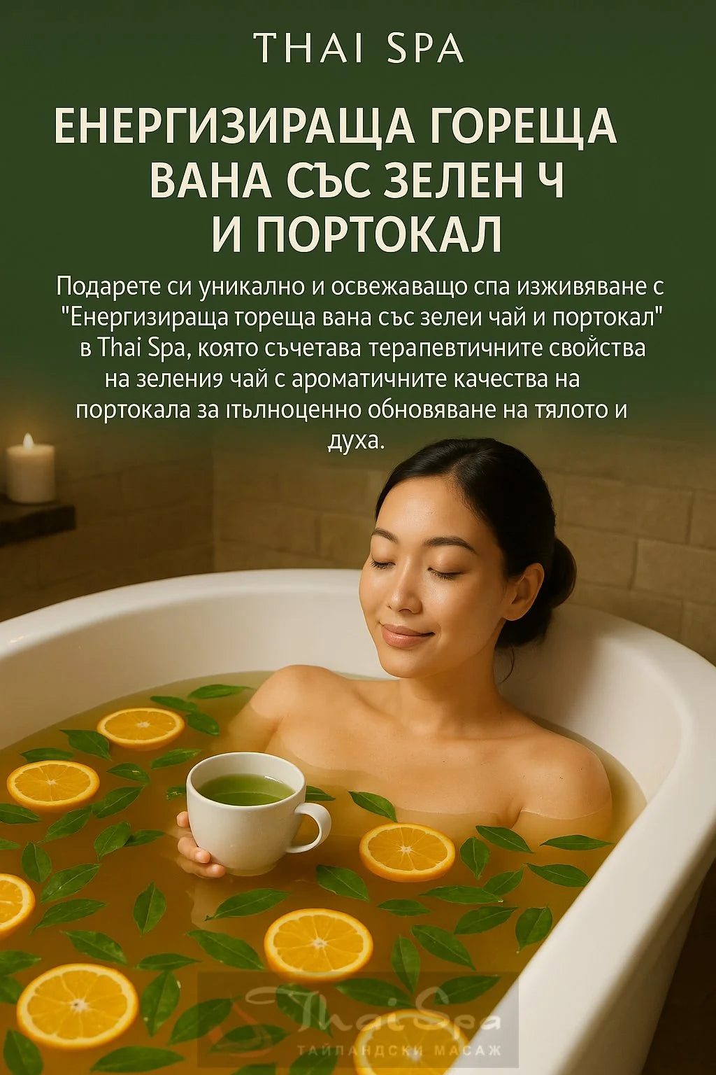 Енергизираща вана със зелен чай
